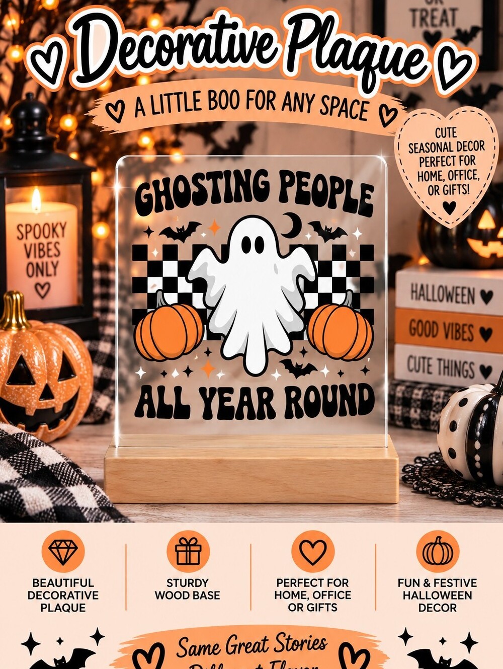 Funny Halloween Ghosting People Ghost Decorative Plaque!!